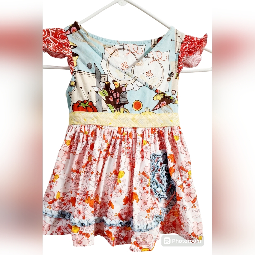 Matilda Jane Platinum girls floral orange blue tunic one of a kind